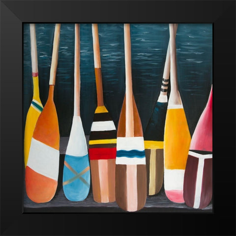 COLORFUL PADDLES Black Modern Wood Framed Art Print by Atelier B Art Studio