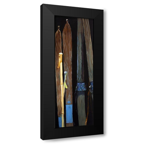 OLD SKIS Black Modern Wood Framed Art Print with Double Matting by Atelier B Art Studio