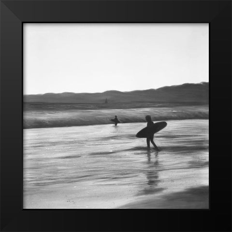 SURFERS Black Modern Wood Framed Art Print by Atelier B Art Studio