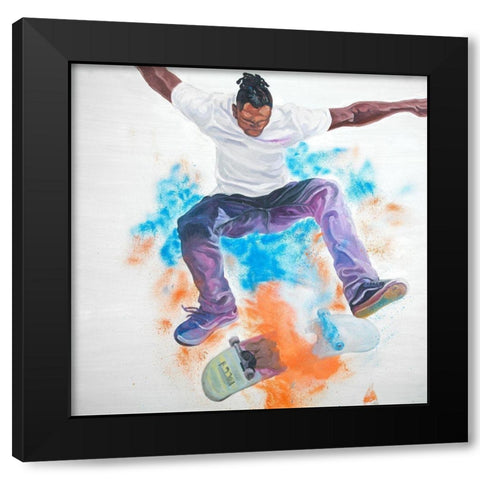 SKATER Black Modern Wood Framed Art Print with Double Matting by Atelier B Art Studio
