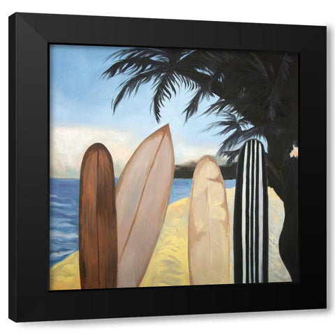 SURFBOARDS Black Modern Wood Framed Art Print with Double Matting by Atelier B Art Studio