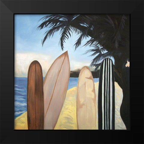 SURFBOARDS Black Modern Wood Framed Art Print by Atelier B Art Studio