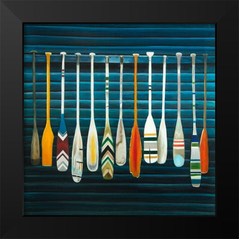 PADDLES Black Modern Wood Framed Art Print by Atelier B Art Studio