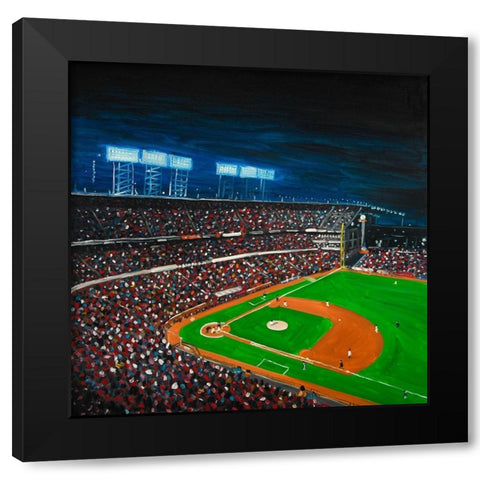 BASEBALL GAME Black Modern Wood Framed Art Print with Double Matting by Atelier B Art Studio