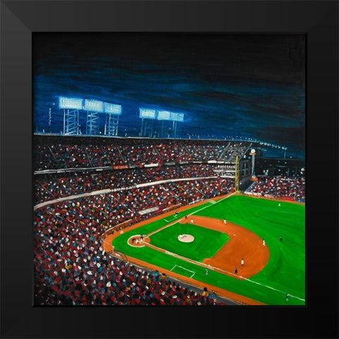 BASEBALL GAME Black Modern Wood Framed Art Print by Atelier B Art Studio