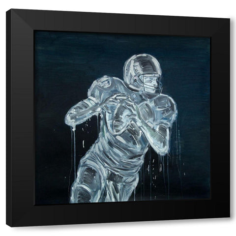 FOOTBALL PLAYER Black Modern Wood Framed Art Print with Double Matting by Atelier B Art Studio