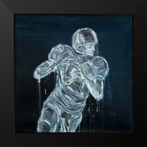 FOOTBALL PLAYER Black Modern Wood Framed Art Print by Atelier B Art Studio