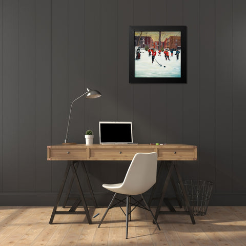 YOUNG HOCKEY PLAYERS Black Modern Wood Framed Art Print by Atelier B Art Studio