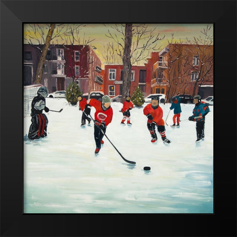 YOUNG HOCKEY PLAYERS Black Modern Wood Framed Art Print by Atelier B Art Studio