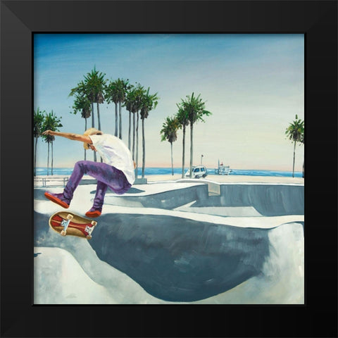 SKATE PARK Black Modern Wood Framed Art Print by Atelier B Art Studio