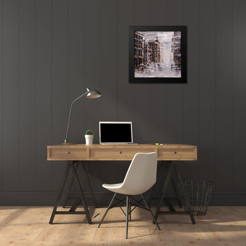 INDUSTRIAL ABSTRACT CITY Black Modern Wood Framed Art Print by Atelier B Art Studio