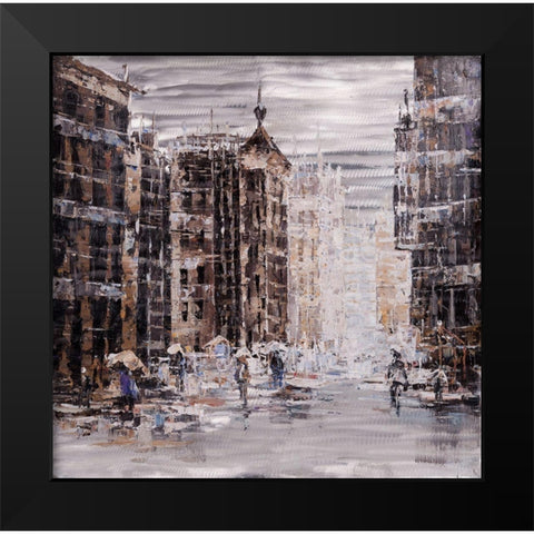 INDUSTRIAL ABSTRACT CITY Black Modern Wood Framed Art Print by Atelier B Art Studio