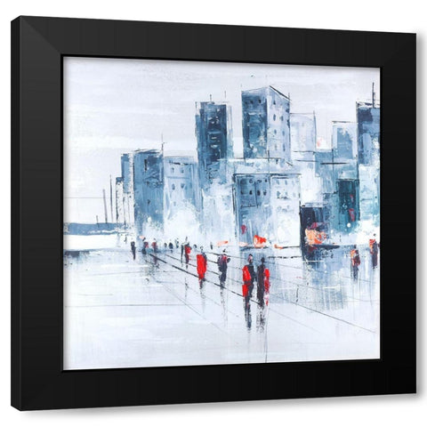 WALK IN THE CITY Black Modern Wood Framed Art Print with Double Matting by Atelier B Art Studio