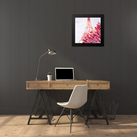 PINK EIFFEL TOWER Black Modern Wood Framed Art Print by Atelier B Art Studio