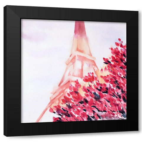 PINK EIFFEL TOWER Black Modern Wood Framed Art Print with Double Matting by Atelier B Art Studio