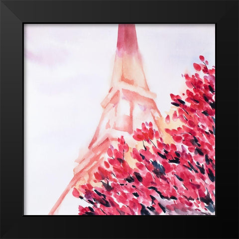 PINK EIFFEL TOWER Black Modern Wood Framed Art Print by Atelier B Art Studio