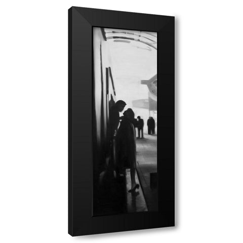 COUPLE AT THE TRAIN STATION Black Modern Wood Framed Art Print by Atelier B Art Studio
