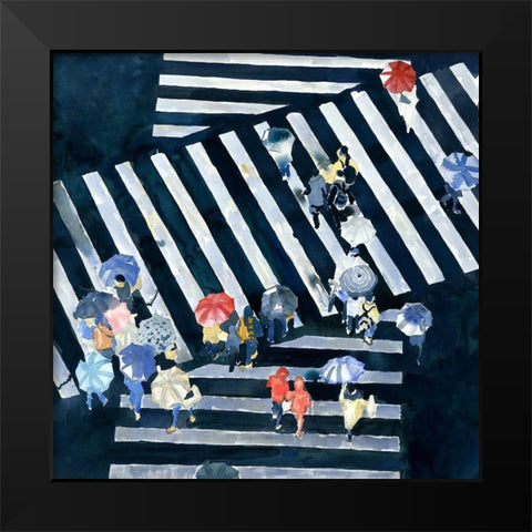 MAIN STREET Black Modern Wood Framed Art Print by Atelier B Art Studio