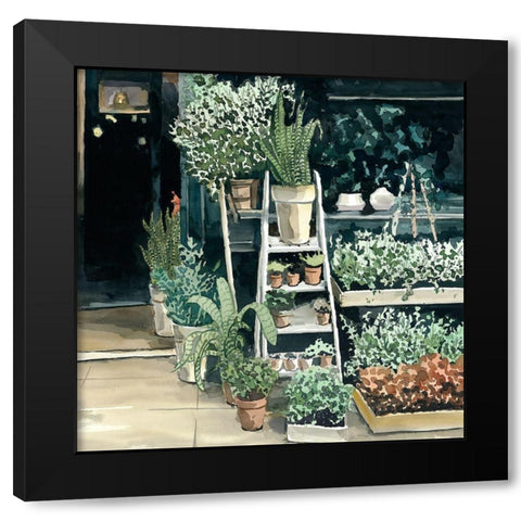 PLANTS SHOP Black Modern Wood Framed Art Print by Atelier B Art Studio