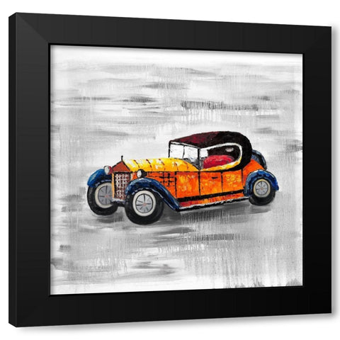 Yellow vintage car toy Black Modern Wood Framed Art Print with Double Matting by Atelier B Art Studio