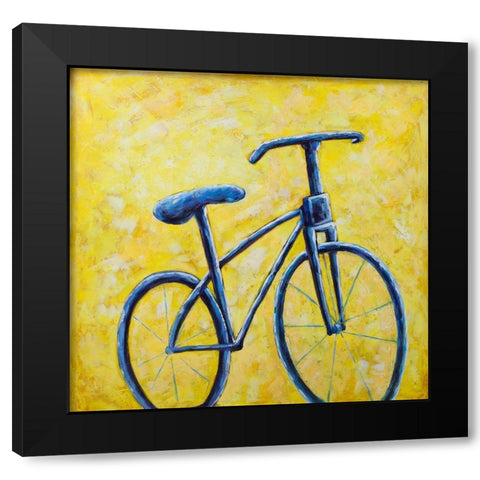 BLUE BIKE Black Modern Wood Framed Art Print with Double Matting by Atelier B Art Studio