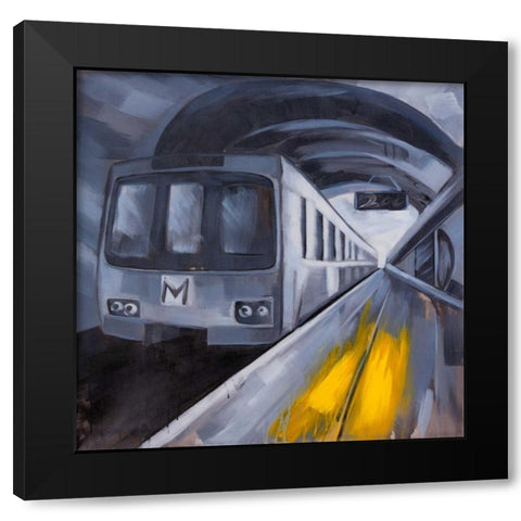 Subway in a Metro Black Modern Wood Framed Art Print with Double Matting by Atelier B Art Studio
