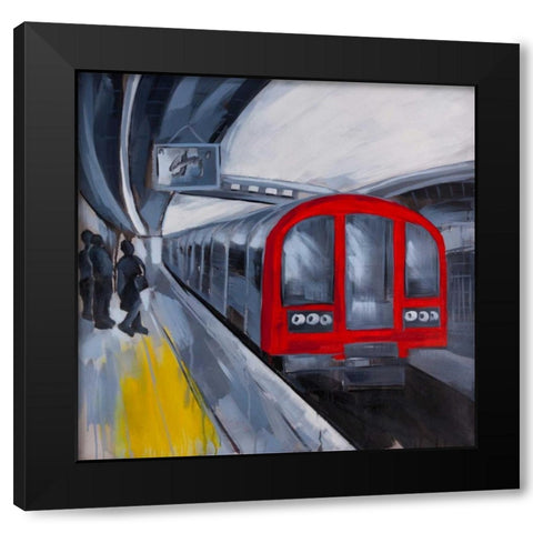 People Waiting for the Metro Black Modern Wood Framed Art Print with Double Matting by Atelier B Art Studio