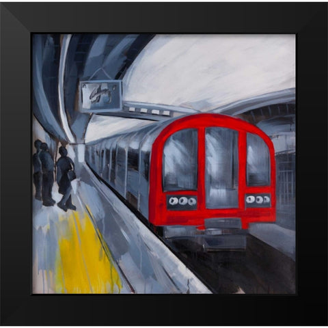 People Waiting for the Metro Black Modern Wood Framed Art Print by Atelier B Art Studio