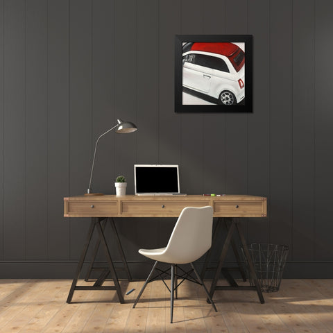 ITALIAN RED AND WHITE CAR Black Modern Wood Framed Art Print by Atelier B Art Studio