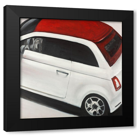 ITALIAN RED AND WHITE CAR Black Modern Wood Framed Art Print with Double Matting by Atelier B Art Studio