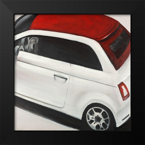 ITALIAN RED AND WHITE CAR Black Modern Wood Framed Art Print by Atelier B Art Studio
