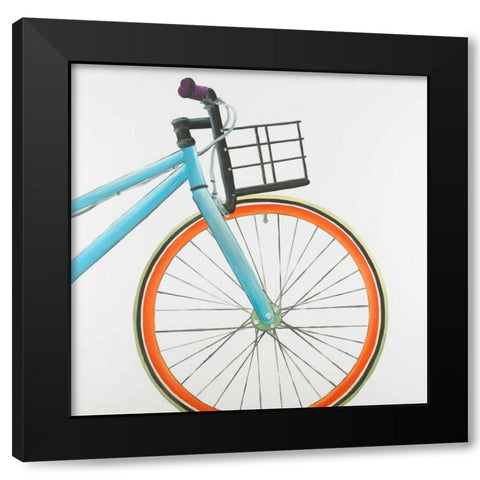 Front Wheel of Bicycle Black Modern Wood Framed Art Print with Double Matting by Atelier B Art Studio