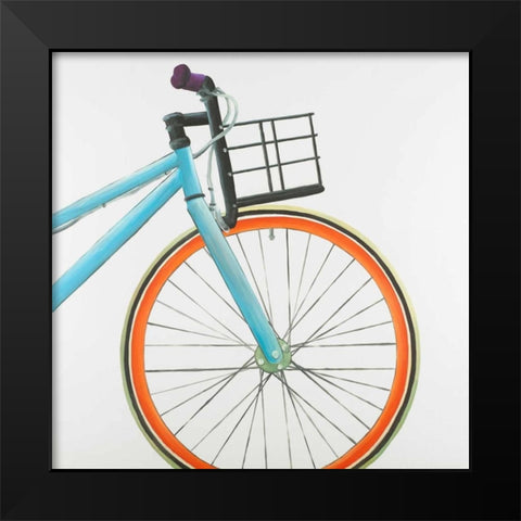 Front Wheel of Bicycle Black Modern Wood Framed Art Print by Atelier B Art Studio