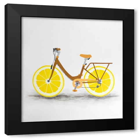 LEMON WHEEL BIKE Black Modern Wood Framed Art Print by Atelier B Art Studio