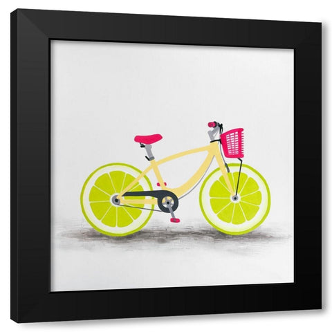 LIME WHEEL BIKE Black Modern Wood Framed Art Print with Double Matting by Atelier B Art Studio