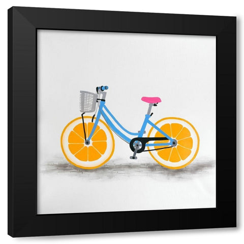 ORANGE WHEEL BIKE Black Modern Wood Framed Art Print with Double Matting by Atelier B Art Studio