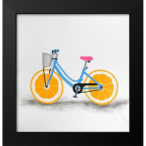 ORANGE WHEEL BIKE Black Modern Wood Framed Art Print by Atelier B Art Studio