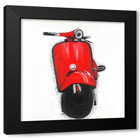 Red Italian Scooter Black Modern Wood Framed Art Print by Atelier B Art Studio