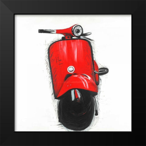 Red Italian Scooter Black Modern Wood Framed Art Print by Atelier B Art Studio