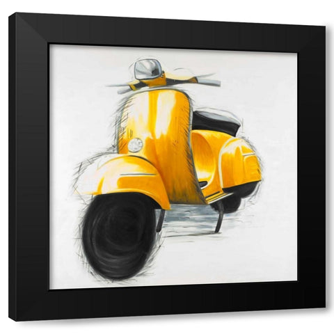 Yellow Italian Scooter Black Modern Wood Framed Art Print by Atelier B Art Studio