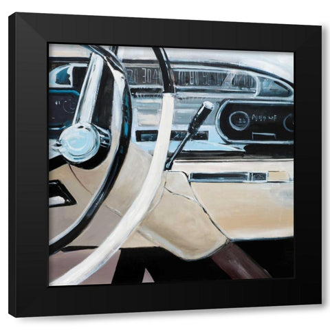 1950s Car Dashboard Black Modern Wood Framed Art Print with Double Matting by Atelier B Art Studio
