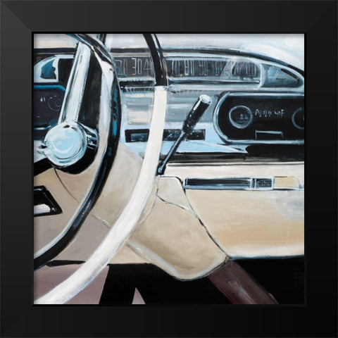 1950s Car Dashboard Black Modern Wood Framed Art Print by Atelier B Art Studio