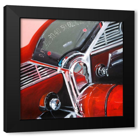 Vintage Red Car Dashboard Black Modern Wood Framed Art Print with Double Matting by Atelier B Art Studio