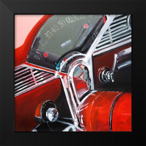 Vintage Red Car Dashboard Black Modern Wood Framed Art Print by Atelier B Art Studio