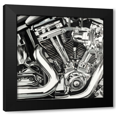 Mechanism of a Motorcycle Black Modern Wood Framed Art Print by Atelier B Art Studio