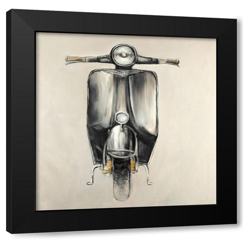 Small Black Moped Black Modern Wood Framed Art Print with Double Matting by Atelier B Art Studio