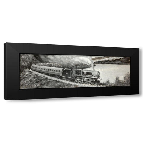 Vintage Locomotive Passenger Black Modern Wood Framed Art Print with Double Matting by Atelier B Art Studio