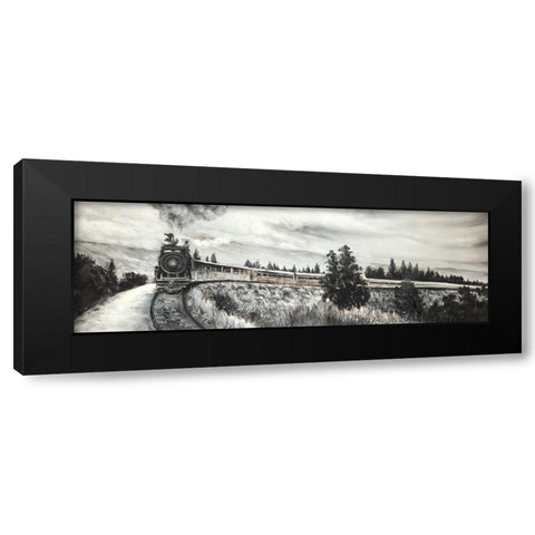 Steam Engine Train Black Modern Wood Framed Art Print with Double Matting by Atelier B Art Studio