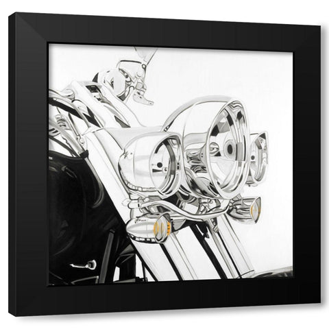 Motorcycle light Black Modern Wood Framed Art Print by Atelier B Art Studio