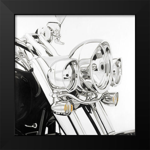 Motorcycle light Black Modern Wood Framed Art Print by Atelier B Art Studio